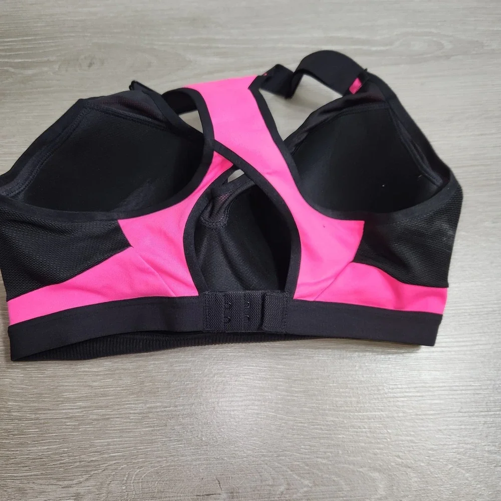 Victoria's Secret VSX Incredible Padded Racerback Pink Black Sports Bra34DD, Uw